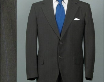 Vintage Mens Suit 1960s 1970s Olive Green Pinstripe Lightweight Mens Vintage Suit Size 41/42
