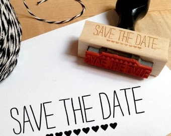 Save The Date Stamp with Hearts, modern save the date, hearts, DIY Wedding, DIY Save the Date