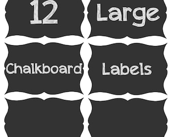 SALE !!!! 12 Large Chalk Board Labels 5.5in x 3.75in on Adhesive Chalkboard Vinyl