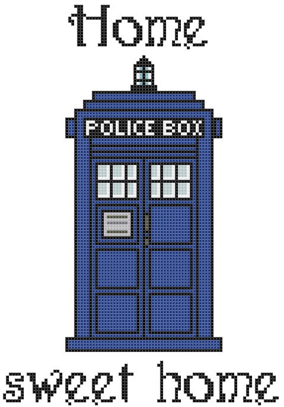 Download Home Sweet Home TARDIS Cross Stitch Pattern PDF