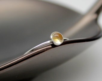 Citrine Ring, Golden Quartz Ring, Yellow Quartz Ring, Barely There Ring, Sterling Silver Ring, Gold Stone Ring, November Birthstone Ring