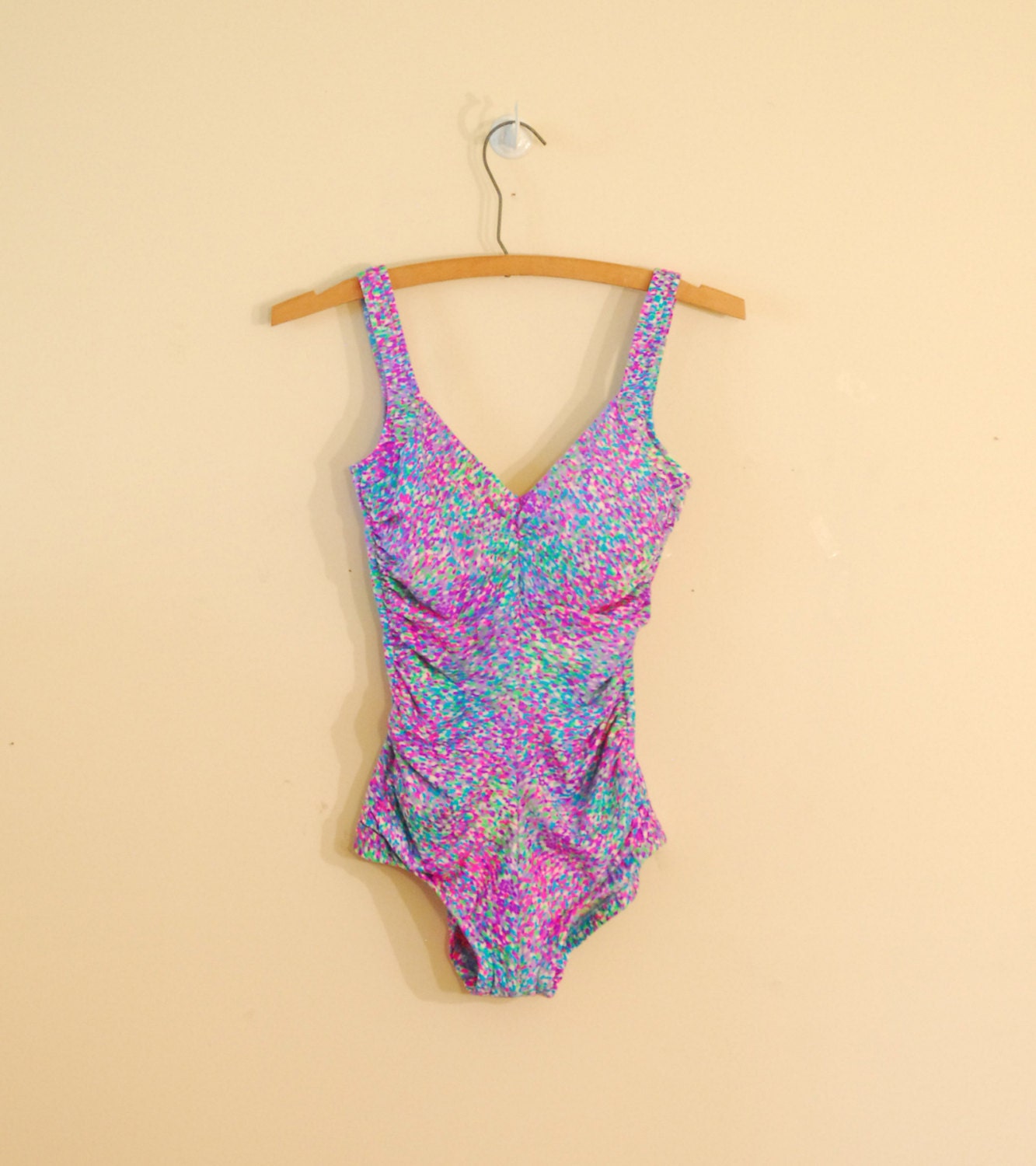 Bright Purple Print Swimsuit 1980s
