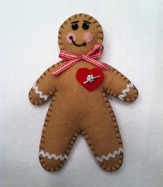 Gingerbread Man Felt Doll by patsfabriccreations on Etsy