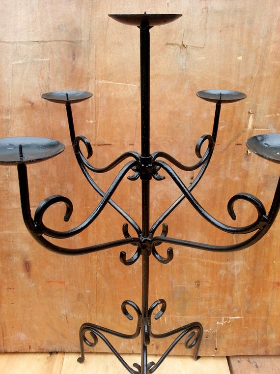 upcycled tall black candle holder vintage look DELIVERY NOT