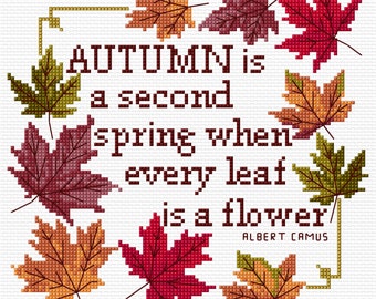 Autumn Leaves Cross Stitch Sampler Instant Download PDF Chart