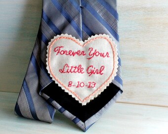 Father of the Bride. Father of the Bride gift. Gift for Dad. Tie Patch. Mens tie. Embroidery. Groom Gift. Hand Stitched Wedding Tie Patch.