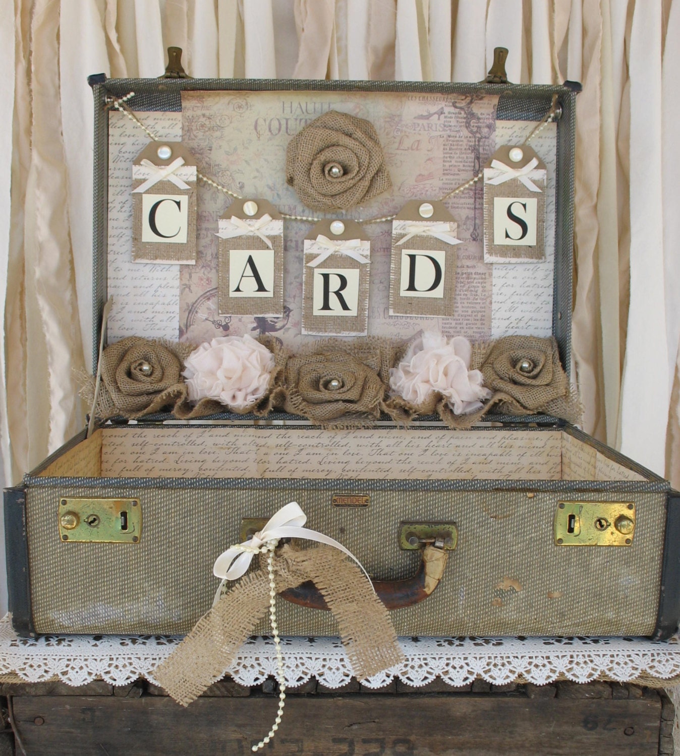 Vintage Suitcase Wedding Card Holder Shabby Chic Wedding