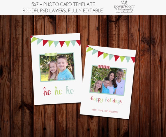 Items similar to Holiday Photo Card Template Set - 584, Christmas Photo Card Template on Etsy