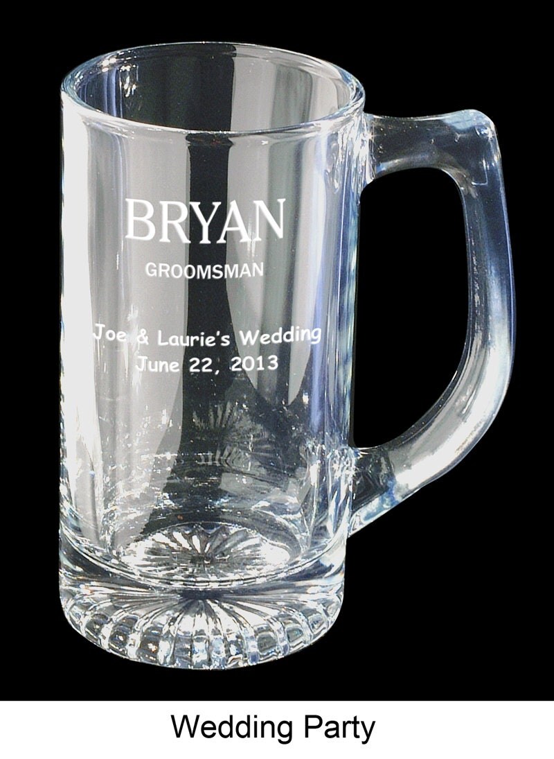 Engraved Beer Mugs 25 ounce Set of 8 for Groomsmen
