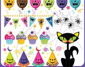 Holloween ClipArt "HALLOWEEN CLIP ART" pack,pumpkin,Skull,pumpkin,black cat,spider, for invitations, scrapbooking and all paper crafts Hs001 Il_170x135