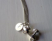 Necklace hand stamped - Scooter + Initial