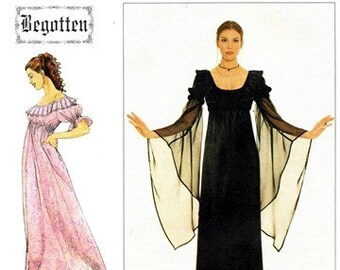 pattern gothic dress Waist DRESS Pattern Flowing GOTH mpire 1990s Medieval Dress PATTERN E