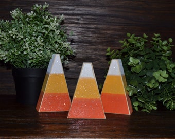 Candy Corn Halloween Decor, Shelf Sitter, Chunky Candy Corn Mantle Decoration, Primitive Halloween Decorations, Candy Corn Block Set