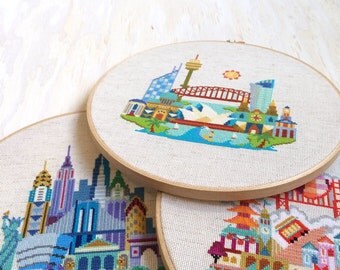 3 Patterns - 15 Dollars USD - Satsuma Street Modern cross stitch pattern PDFs