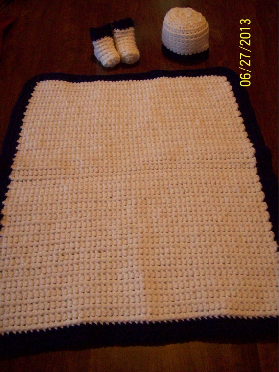 Items similar to Crocheted baby pad, crocheted booties, crocheted hat