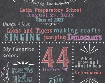 First Day of School Chalkboard Sign / Whimsical / Printable / Back to ...