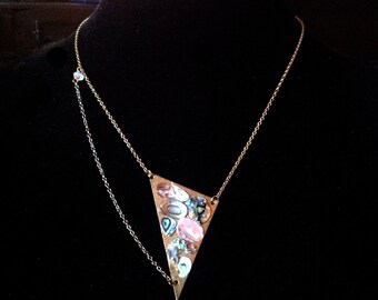 Forage- Abalone & Brass Asymmetrical Collage Swag Necklace