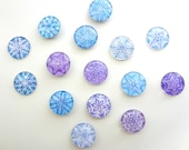 Snowflake Glass Magnets -  YOU PICK 4 - Glass Magnets - Glass Magnet - Christmas Magnets - Set of 4 Magnets in Lavender and Periwinkle