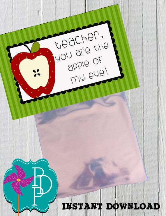 Teacher Appreciation Apple Goodie Bag Printables Instant