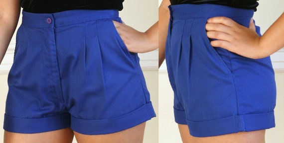 SALE Royal Blue High Waisted Cuffed Shorts