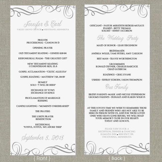 Wedding Program Template - DOWNLOAD INSTANTLY - Edit Yourself ...