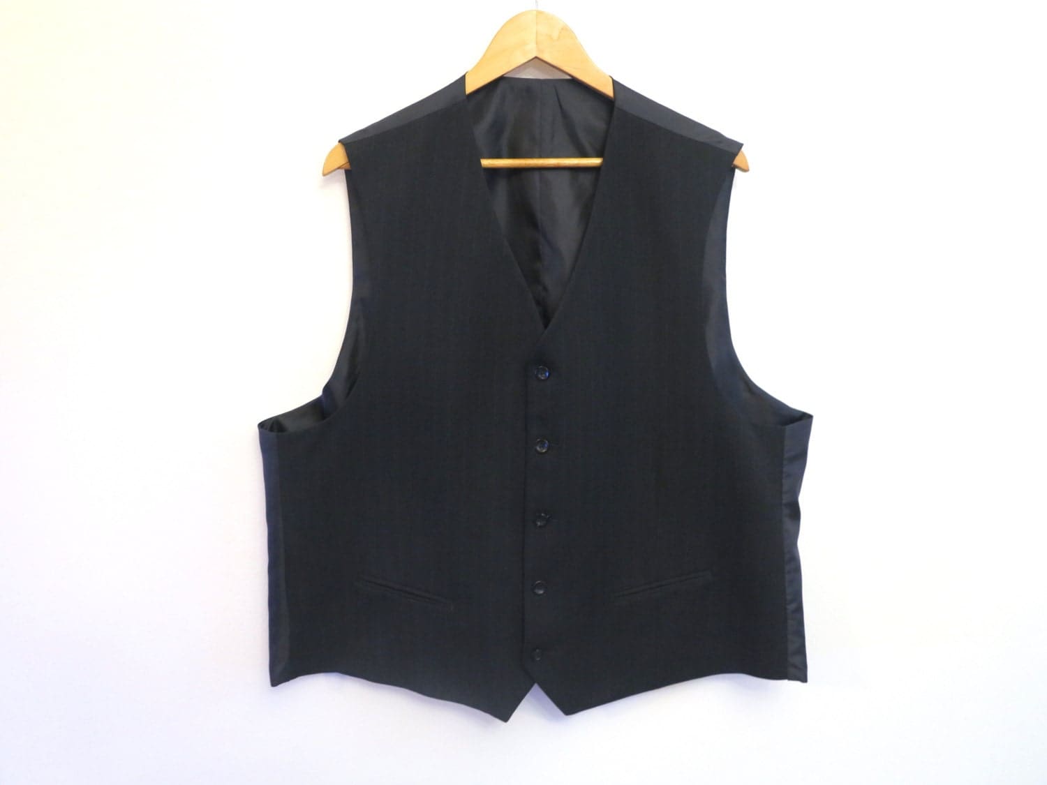 Black Striped Gentlemen's Mens Vest Formal Fitted by VintageOffer