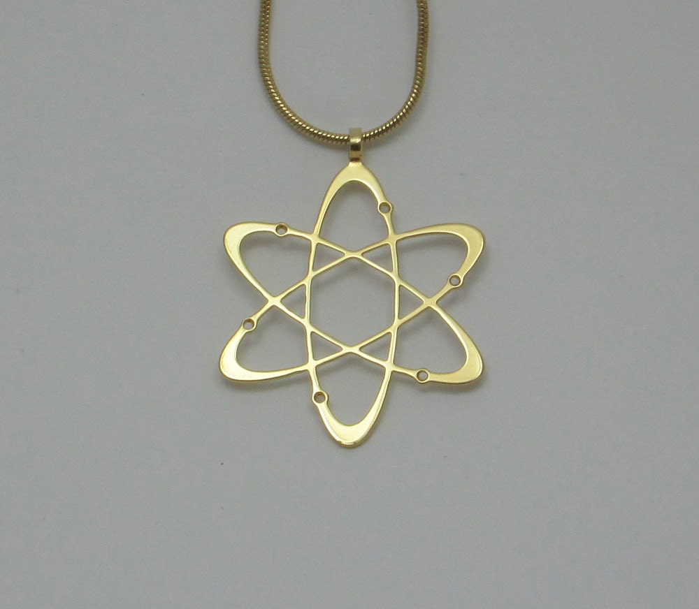 Diamond carbon atom shaped necklace 24 karat gold plated