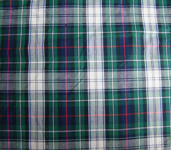 Items similar to Vintage Tartan Plaid with a White Background and Green ...