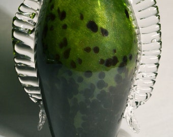 Spiked Green Blown Glass Vase