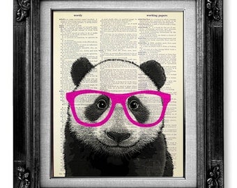 Panda Print, DICTIONARY ART PRINT, Dictionary Paper, Panda Bear Art, Panda Decor, Panda Wall Art Wall Decor Poster Painting - Nerdy Panda