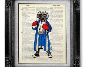 ... Unique BIRTHDAY Gift Boyfriend, Boxer Dog Art Painting Poster Print