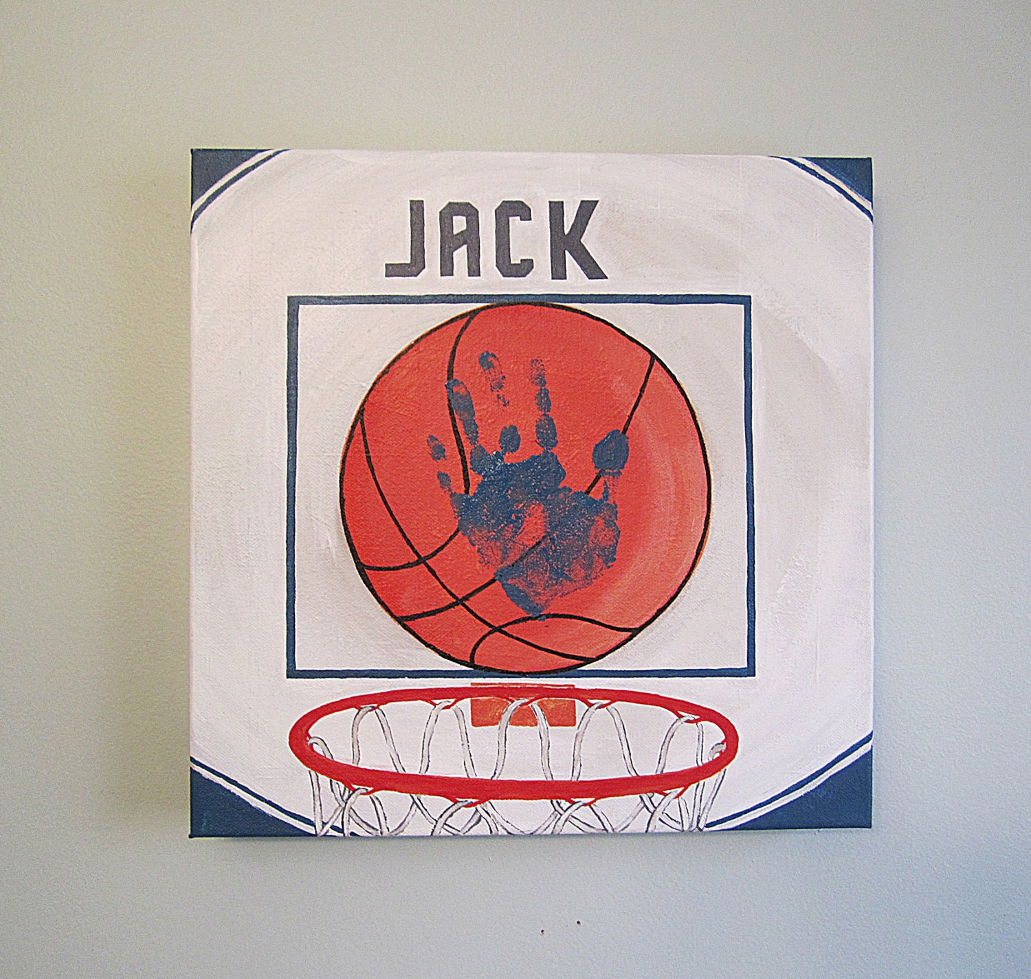 Original Personalized Basketball Handprint or by SnowFlowerArts
