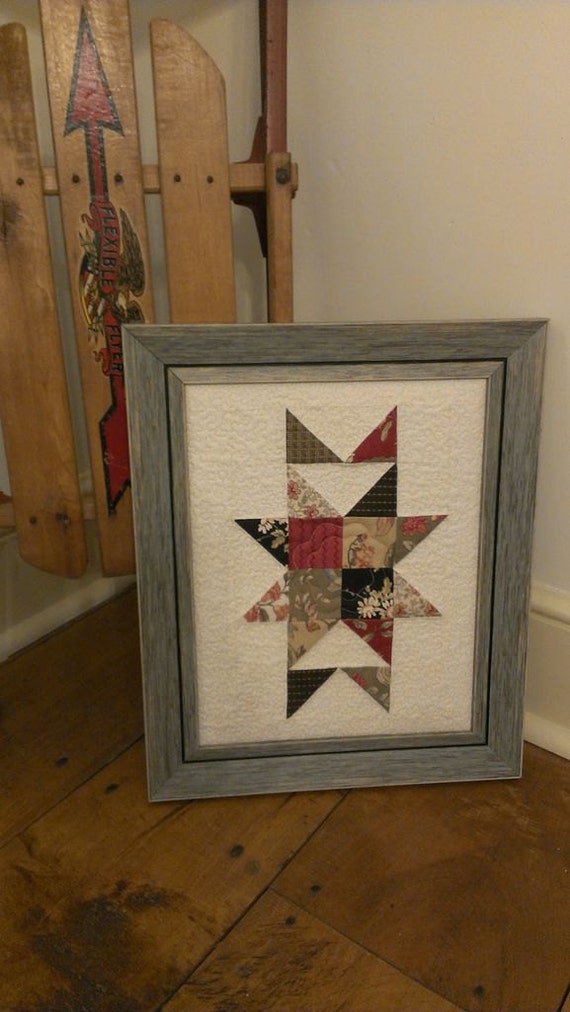 Primitive Framed Star Quilt Art Wall by MapleCottageDesigns