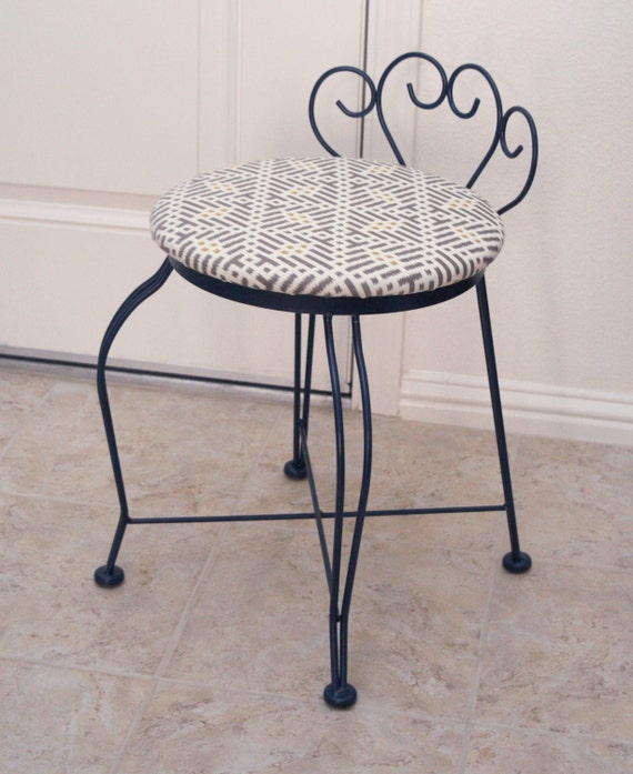 Royal Blue Wrought Iron Vanity Chair by BennuHomeNCrafts on Etsy