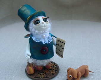 Cricket traveler. Steampunk doll. Art doll. Miniature. Tiny doll. Decorative toy. Small toys. Steampunk. Small doll.