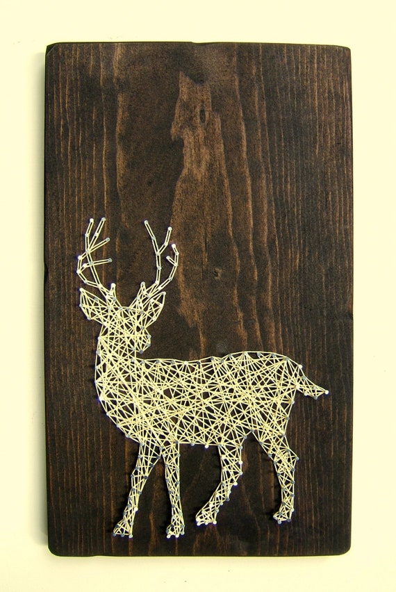 White Tailed Deer Silhouette - Modern String Art Tablet