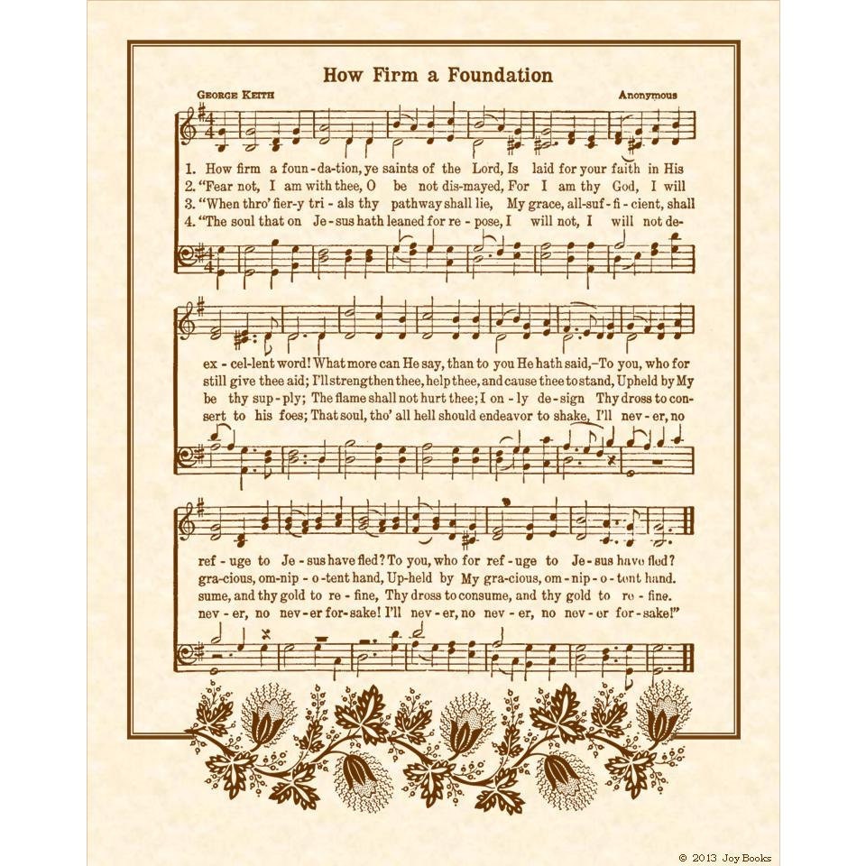 HOW FIRM A Foundation 8 x 10 Antique Hymn Art Print