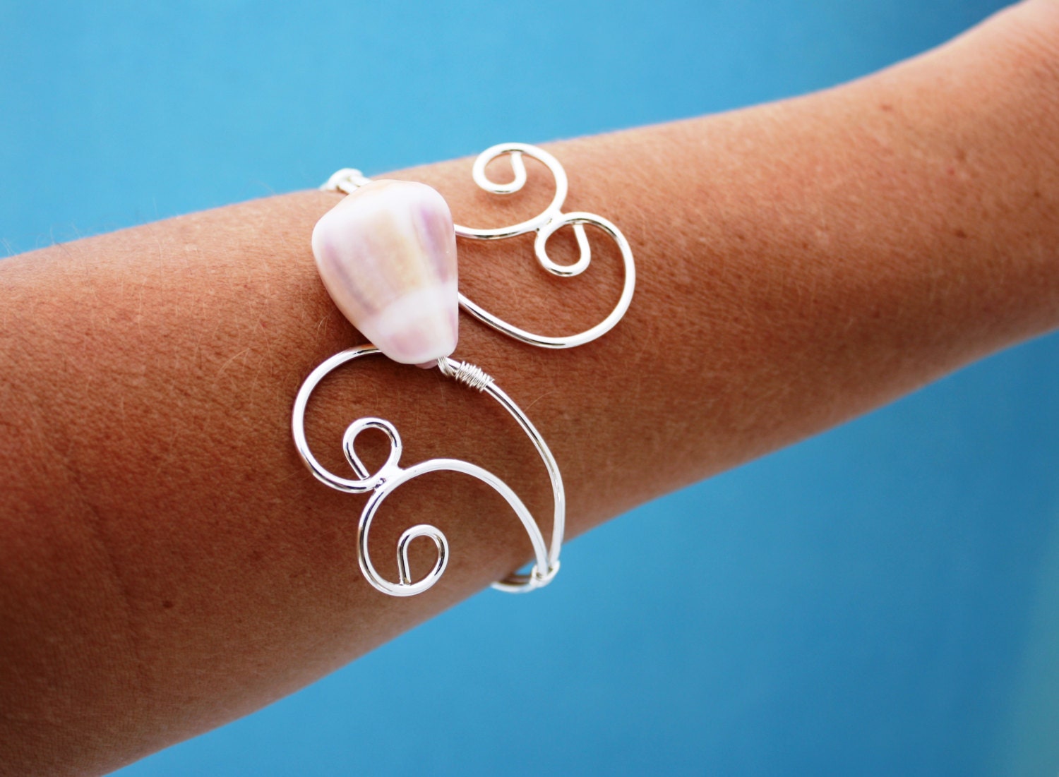 Silver Shell Bangle Hawaii Jewelry Hawaiian Jewelry Beach