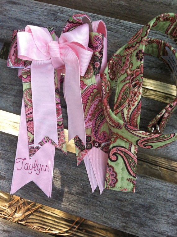 Equestrian hair Bows with name & Belt by BowstotheShows on Etsy