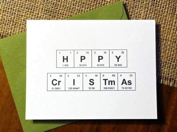 Happy Christmas Card Chemistry Periodic by theBirdandtheBeard