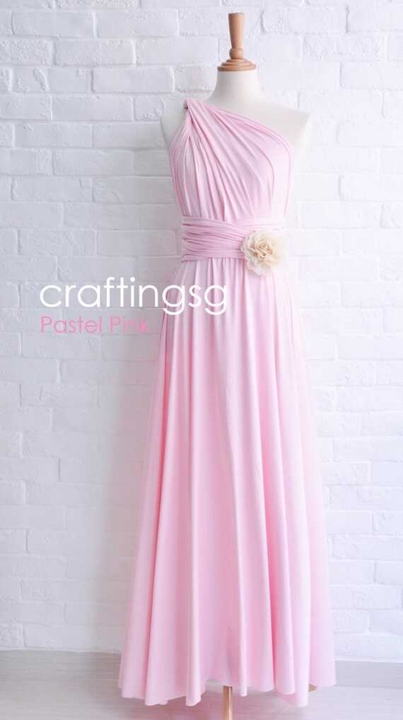 Bridesmaid Dress Infinity Dress Pastel Pink Floor Length Wrap