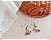 Antique Copper Bear Charm Dangle Earrings