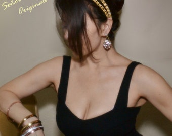 Sparkling GRECIAN GODDESS Gold DOUBLE Headband Greek Roman Theme Egyptian Formal Women's Girl's Hair Accessories Dance Wear Costume