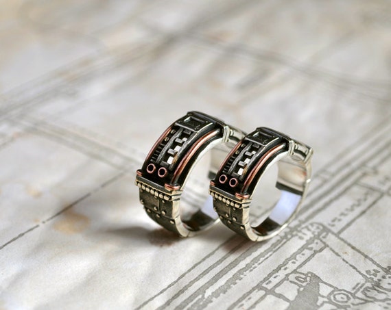 Silver Steampunk Wedding Rings