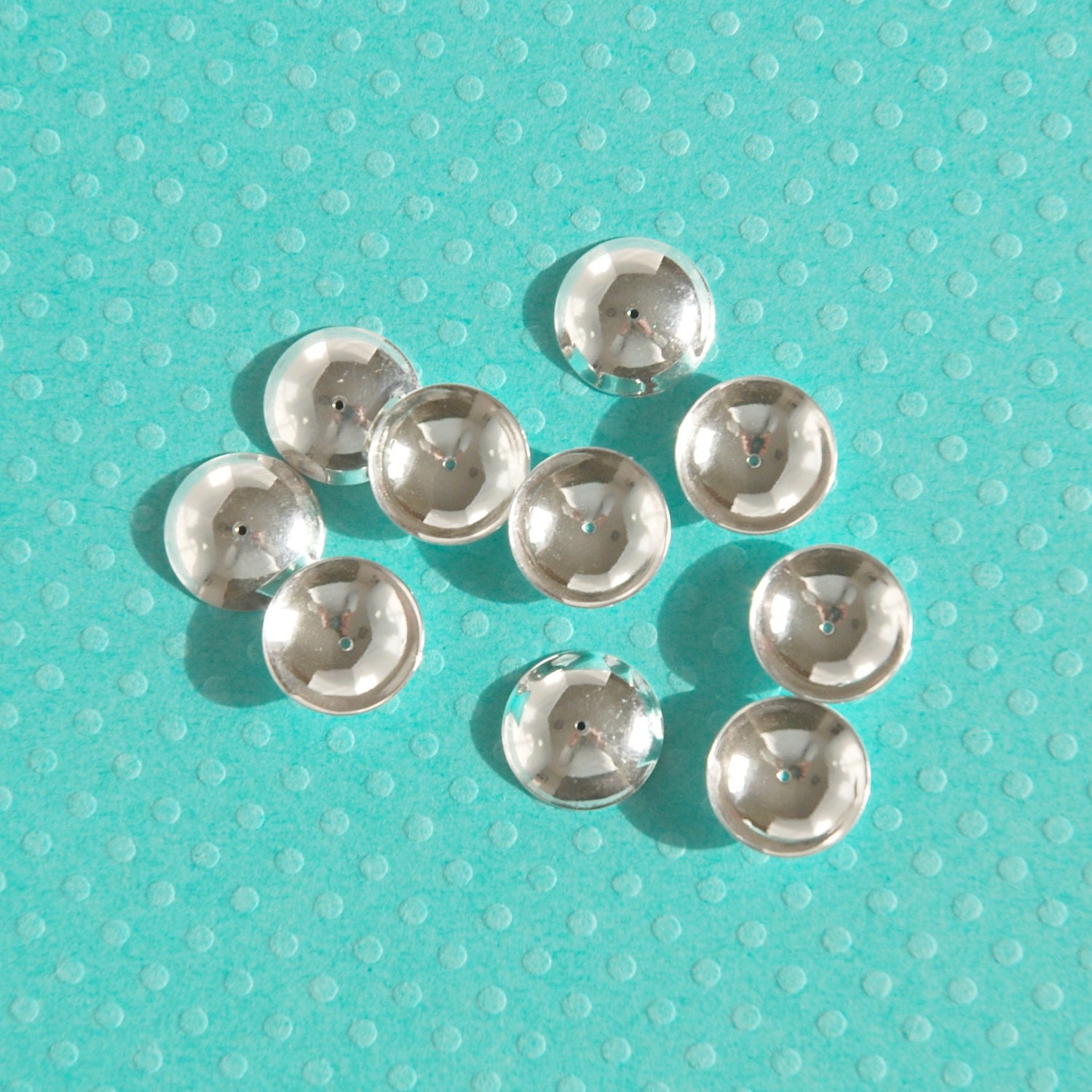 12mm sterling silver bead cap 10pcs or more shiny round