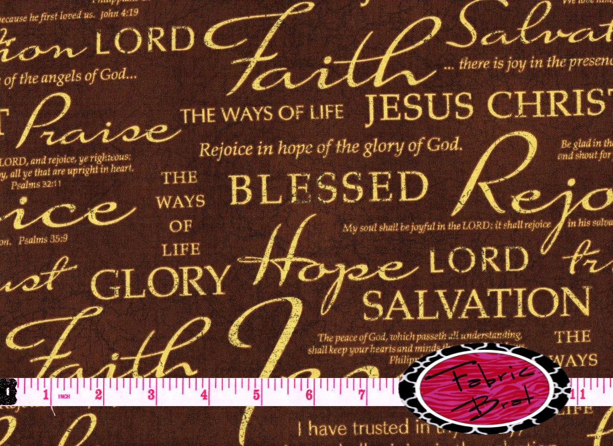 CHRISTIAN Fabric by the Yard Half Yard or Fat Quarter FAITH