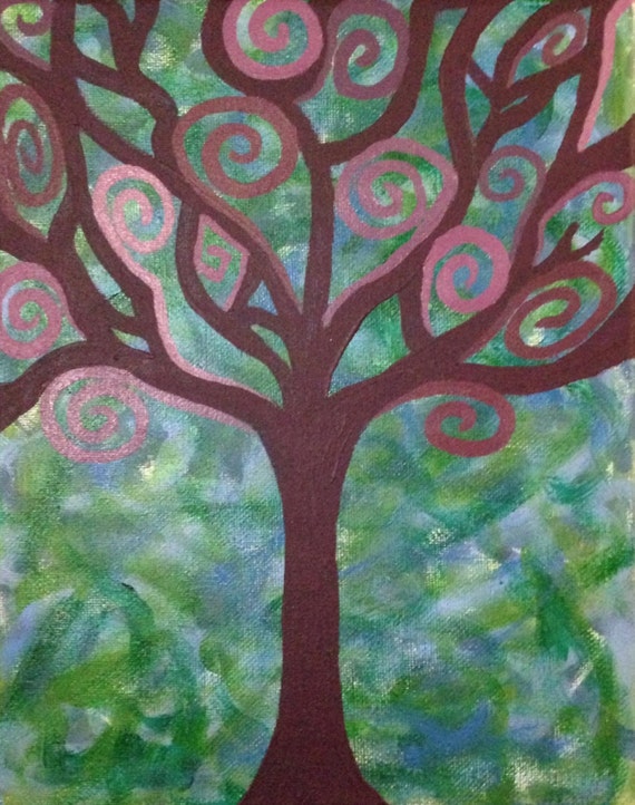 Items similar to Swirl Tree Original Acrylic Painting on Canvas on Etsy