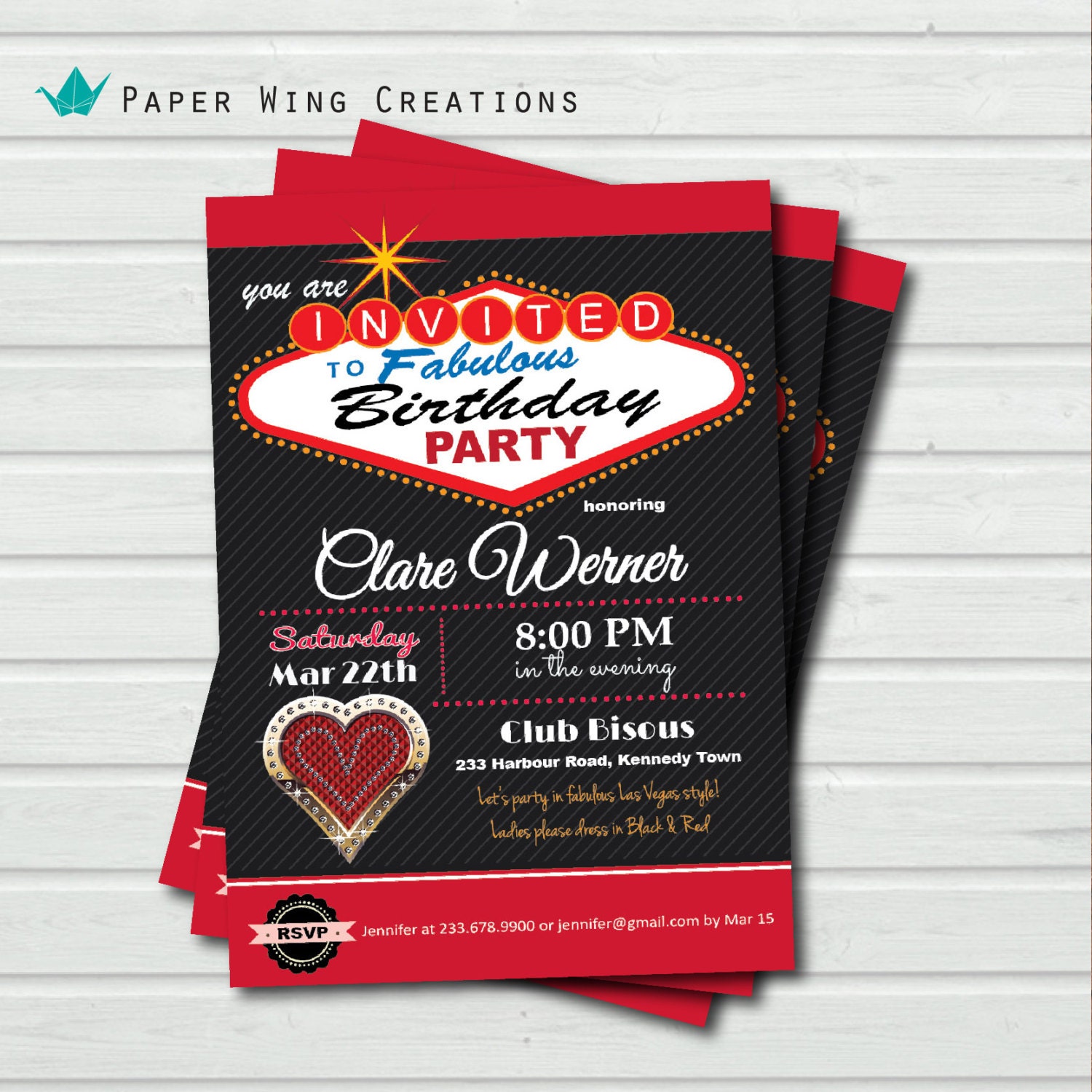 Las Vegas Themed Birthday Invitations 9