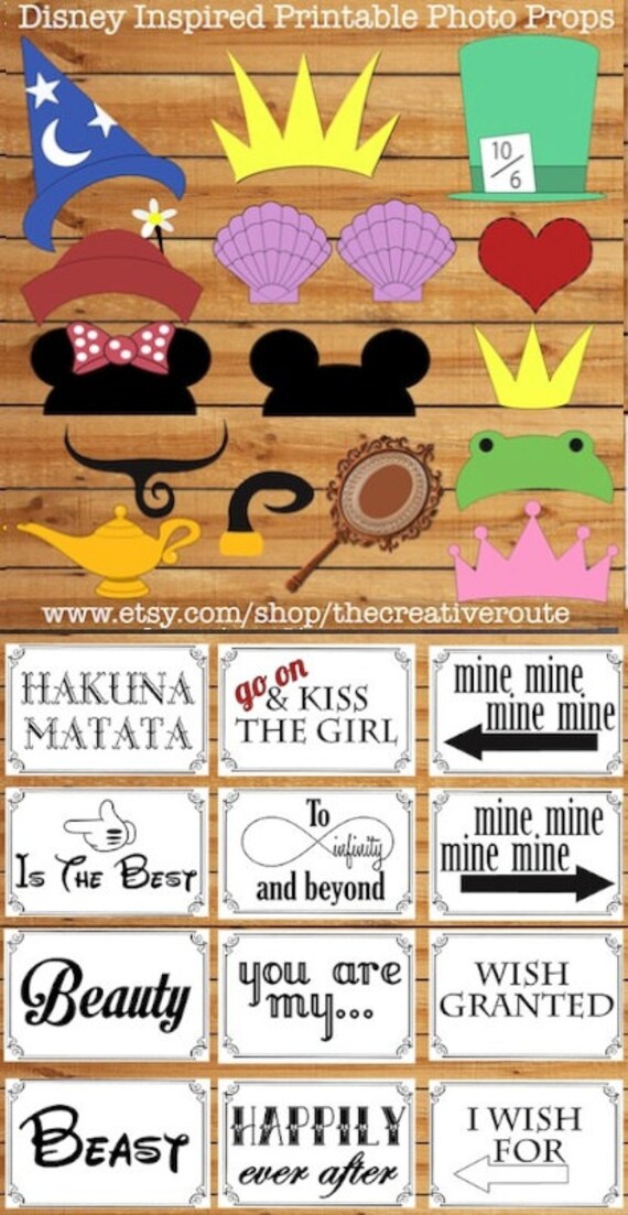 Disney Photo Props Printable Large Funny DIY by TheCreativeRoute