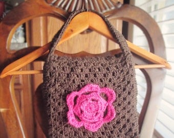Rose Crochet Bag - Flower Motif Bag - Boho Flower Purse - Granny Square Bag